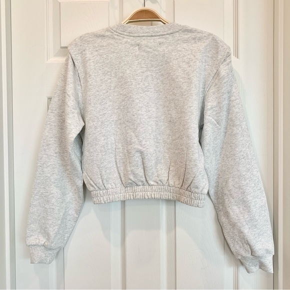 Blank NYC Light Heather Grey Sweatshirt with Padded Shoulder - Picture 4 of 5